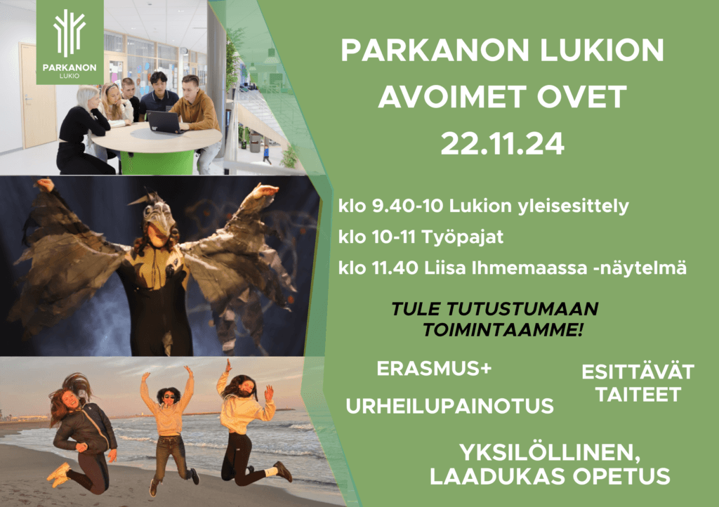 Parkanon lukion avointen ovien mainos