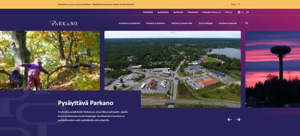 Häiriötiedote, Parkano.fi etusivu