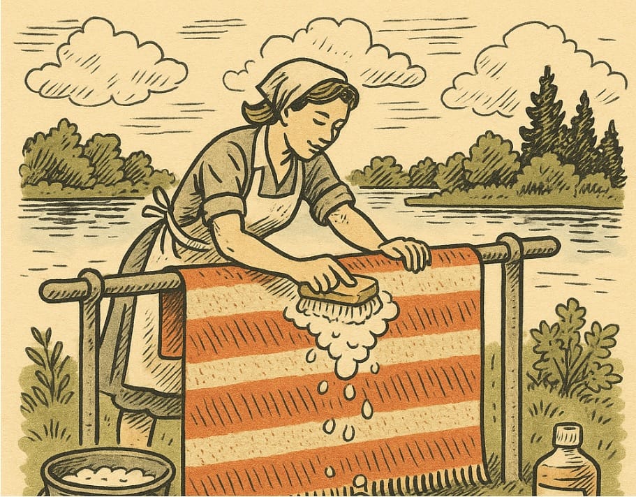 Kuvituskuva matonpesusta