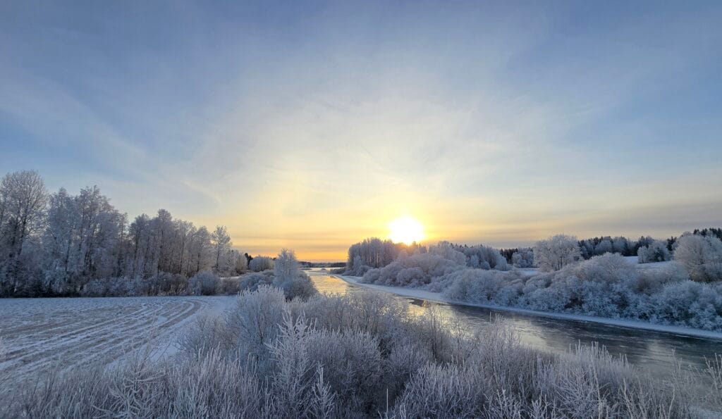 Aurinkoinen talvimaisema
